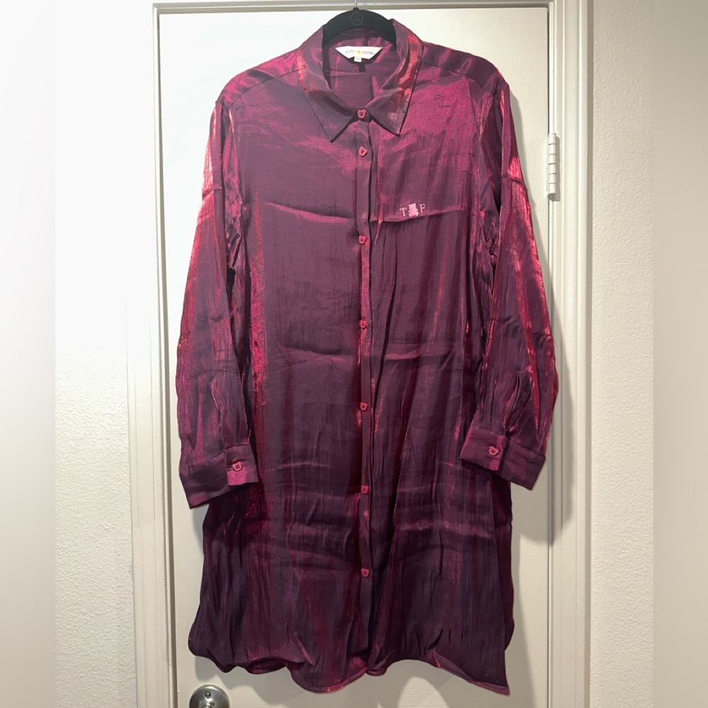 TEDDY FRESH - Button Down Shirt Dress (Burgundy) Size L/XL